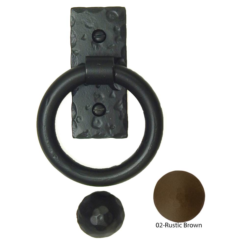 Agave Ironworks Small Smooth Ring Knocker, Finish 02-Rustic Brown