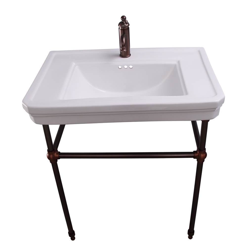 Barclay Drew 30'' Console w/Stand, White, 1 Faucet Hole, PN Stand