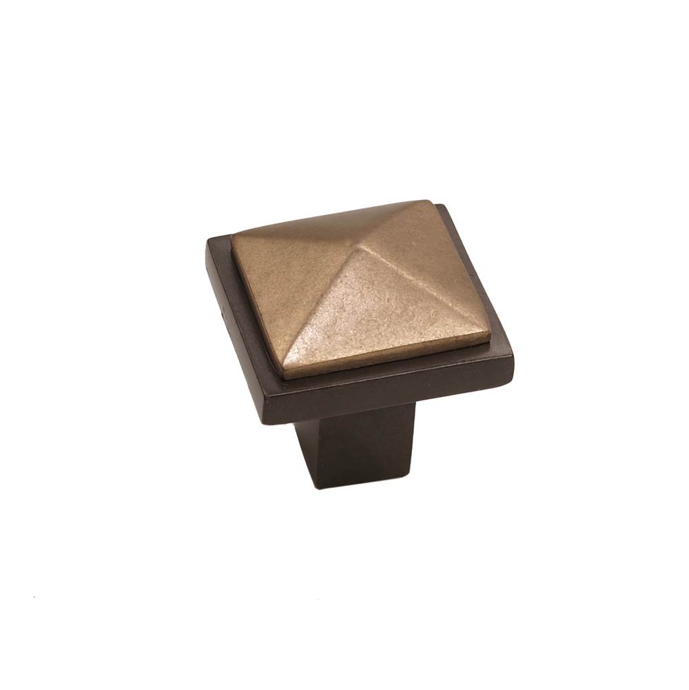 Coastal Bronze Contemporary Square Pyramid Knob, Espresso Champagne