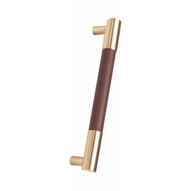 Colonial Bronze Leather Accented Round Appliance Pull, Door Pull, Shower Door Pull, Towel Bar With Straight Posts, Frost Nickel x Cashmere Calf Dusky Pink Leather