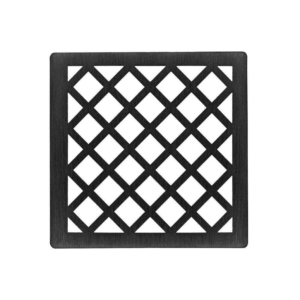 Infinity Drain 4'' x 4'' Criss-Cross Pattern Decorative Plate for X 4, XD 4, XDB 4 in Matte Black