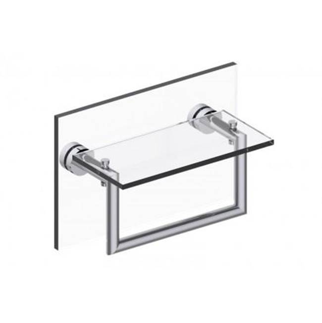 Kartners OSLO - 10-inch Glass Shelf with Towel Rail Through Glass-Unlacquered Brass