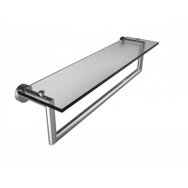 Kartners OSLO - 24-inch Glass Shelf with Towel Rail-Glossy White