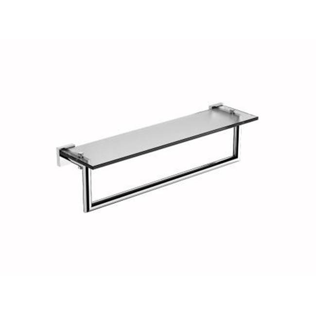 Kartners MADRID -  24-inch Glass Shelf  with Towel Rail-Glossy White