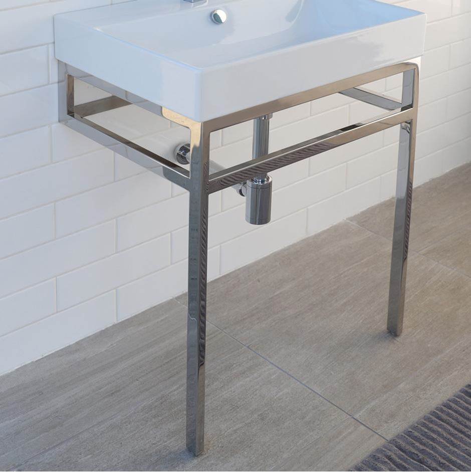 Lacava Floor-standing metal console stand with a towel bar (Bathroom Sink 5232 sold separately), made of stainless steel or brass.