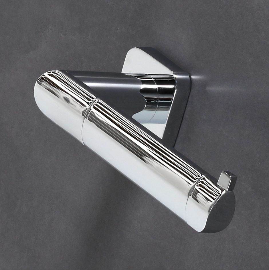 Lacava Wall-mount toilet paper holder made of chrome plated brass. W: 7'', D: 3'', H: 2''.