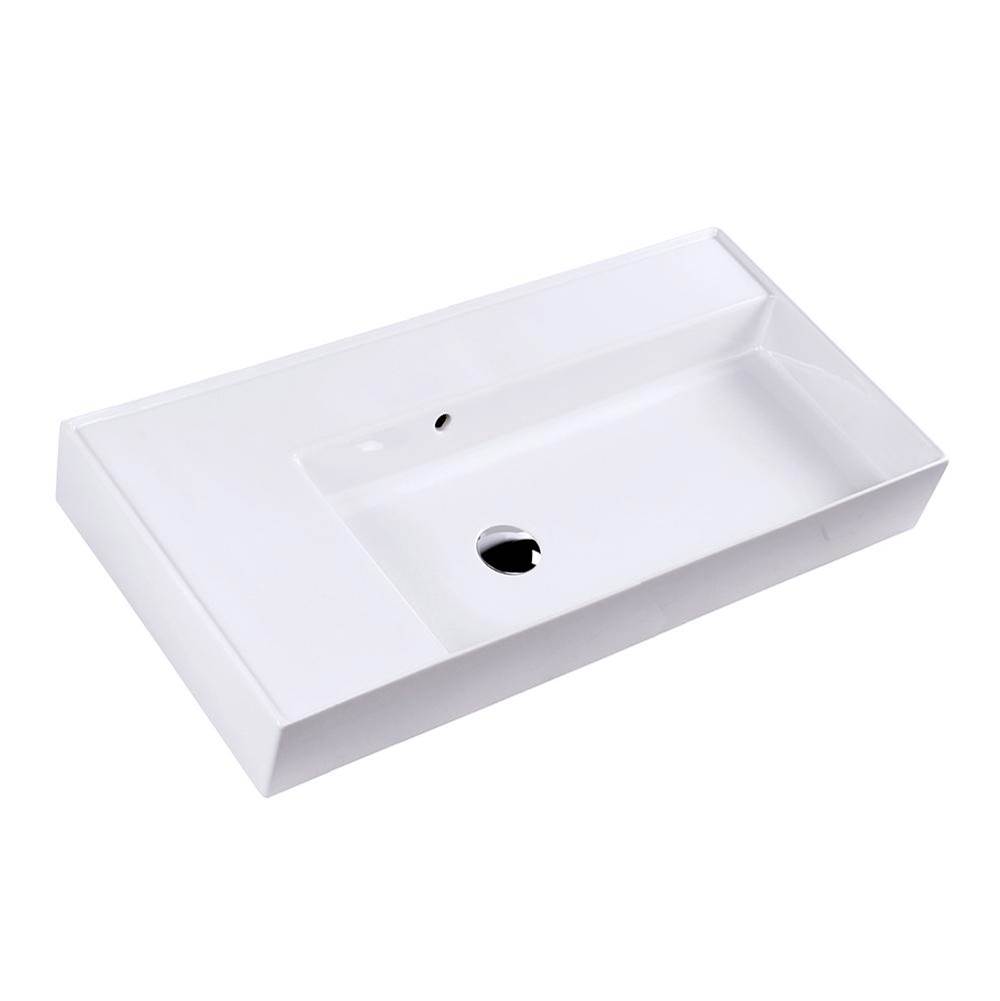Lacava Wall-mount or vanity top porcelain sink with an overflow and a deck on the right-hand or left-hand side