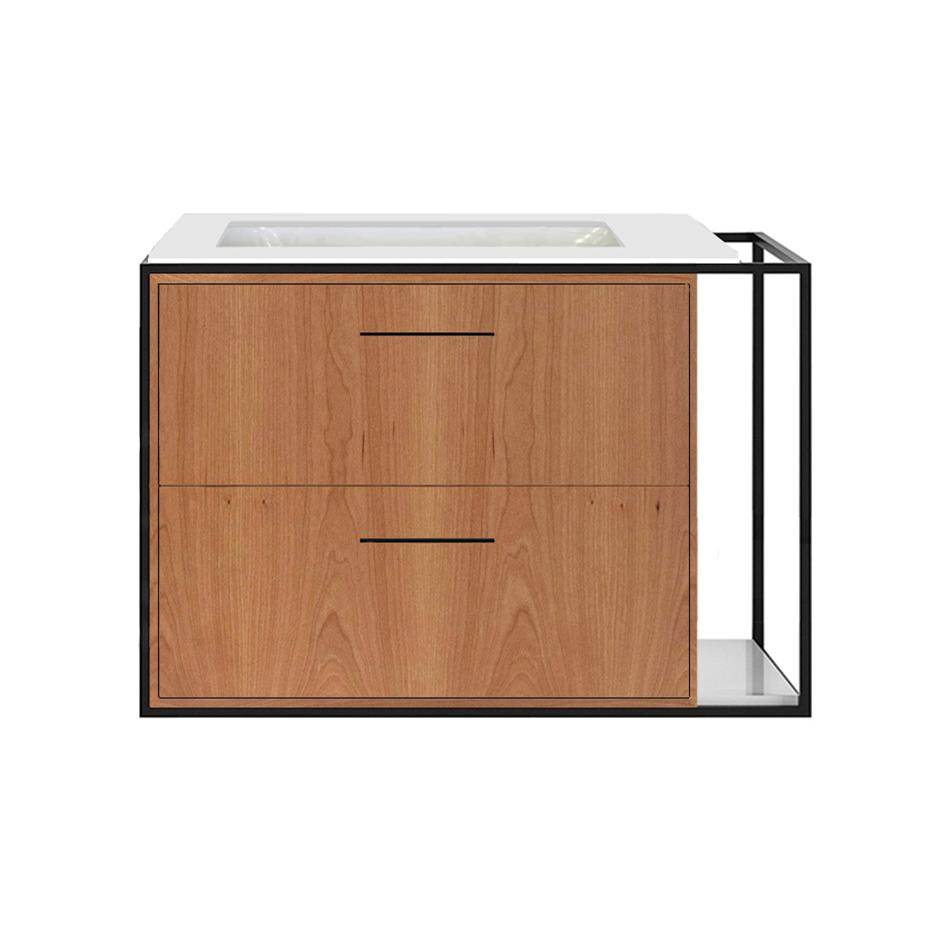 Lacava Cabinet of wall-mount under-counter vanity LIN-UN-30L with sink on the left