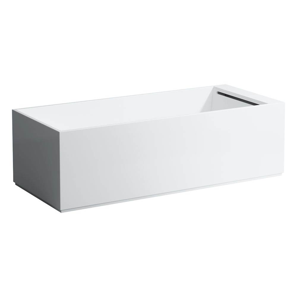 Laufen Freestanding bathtub, made of Sentec solid surface, with tap bank on right-hand side, with slot overflow/front overflow, with lifting system