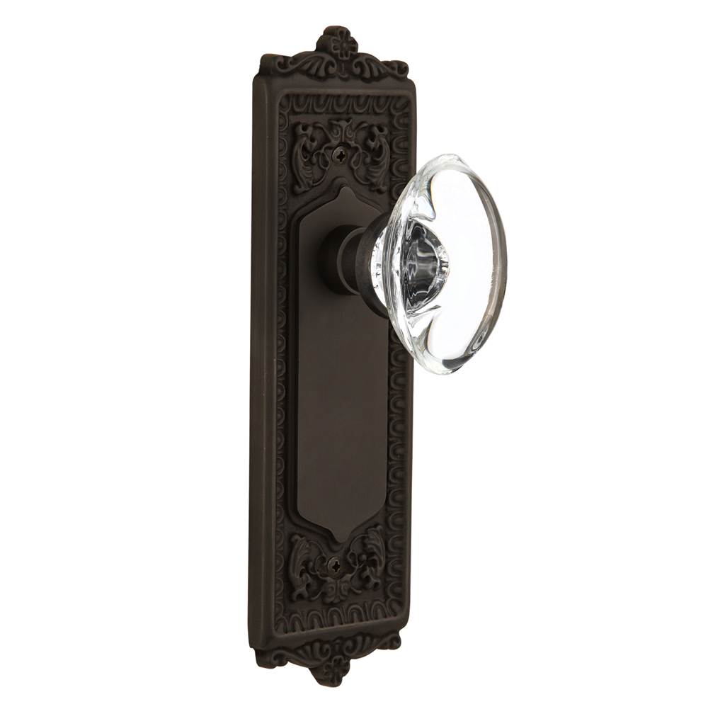 Nostalgic Warehouse Nostalgic Warehouse Egg & Dart Plate Passage Oval Clear Crystal Glass Door Knob in Oil-Rubbed Bronze