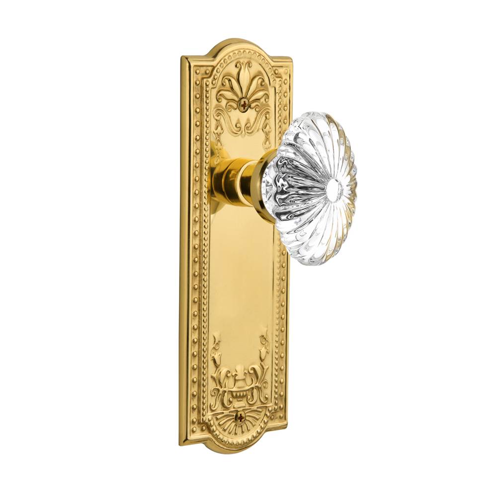 Nostalgic Warehouse Nostalgic Warehouse Meadows Plate Passage Oval Fluted Crystal Glass Door Knob in Polished Brass