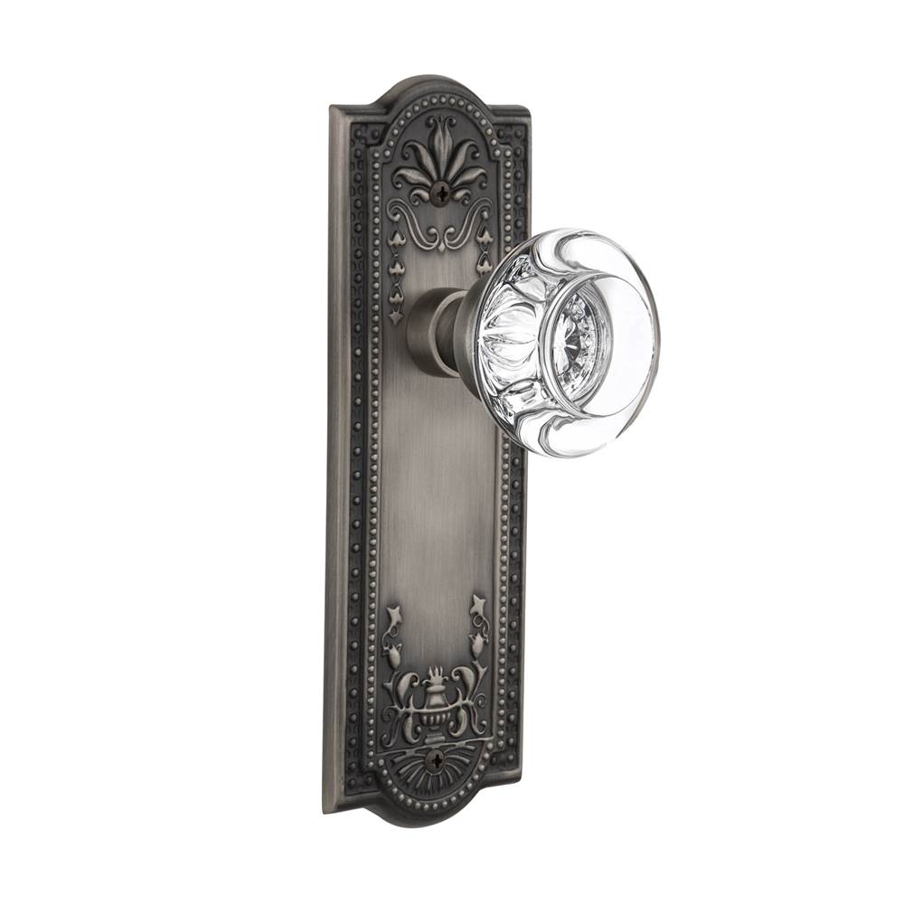 Nostalgic Warehouse Nostalgic Warehouse Meadows Plate Passage Round Clear Crystal Glass Door Knob in Antique Pewter