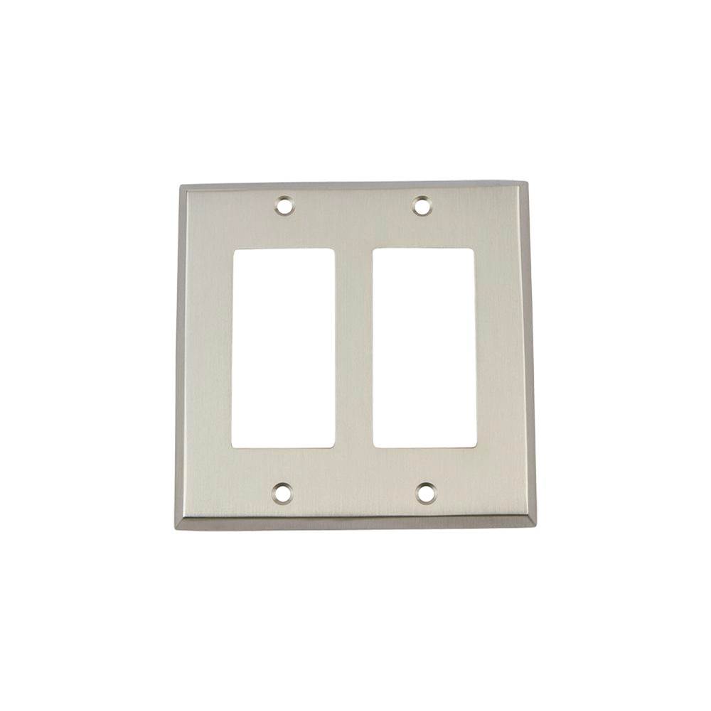 Nostalgic Warehouse Nostalgic Warehouse New York Switch Plate with Double Rocker in Satin Nickel