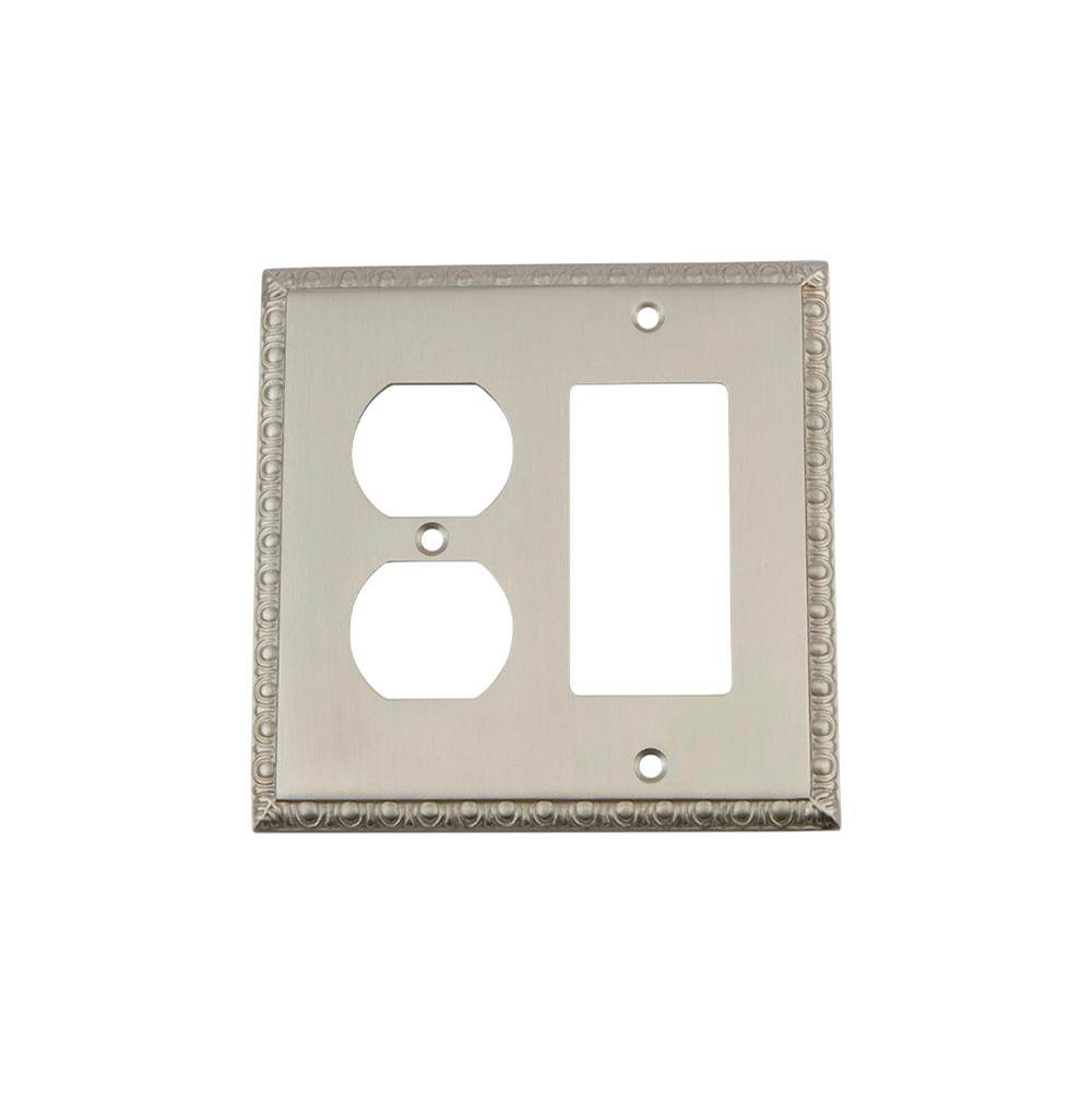 Nostalgic Warehouse Nostalgic Warehouse Egg & Dart Switch Plate with Rocker and Outlet in Satin Nickel