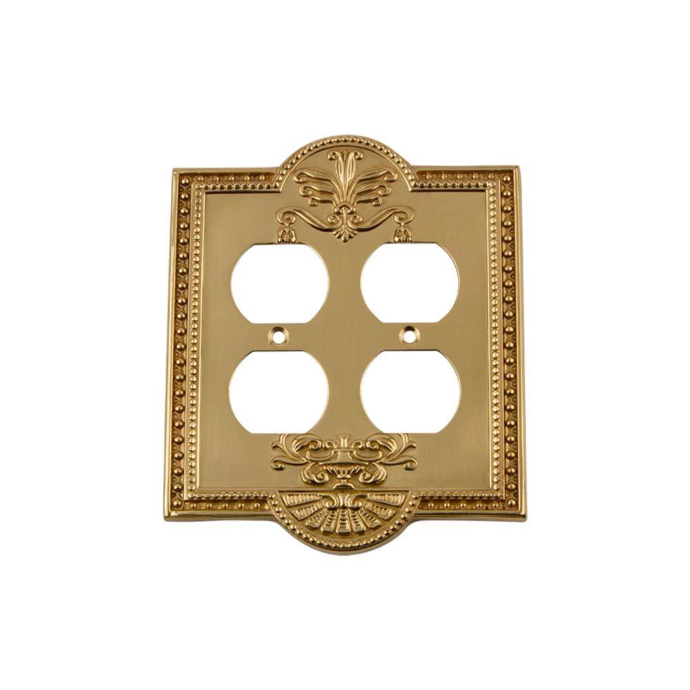 Nostalgic Warehouse Nostalgic Warehouse Meadows Switch Plate with Double Outlet in Unlacquered Brass