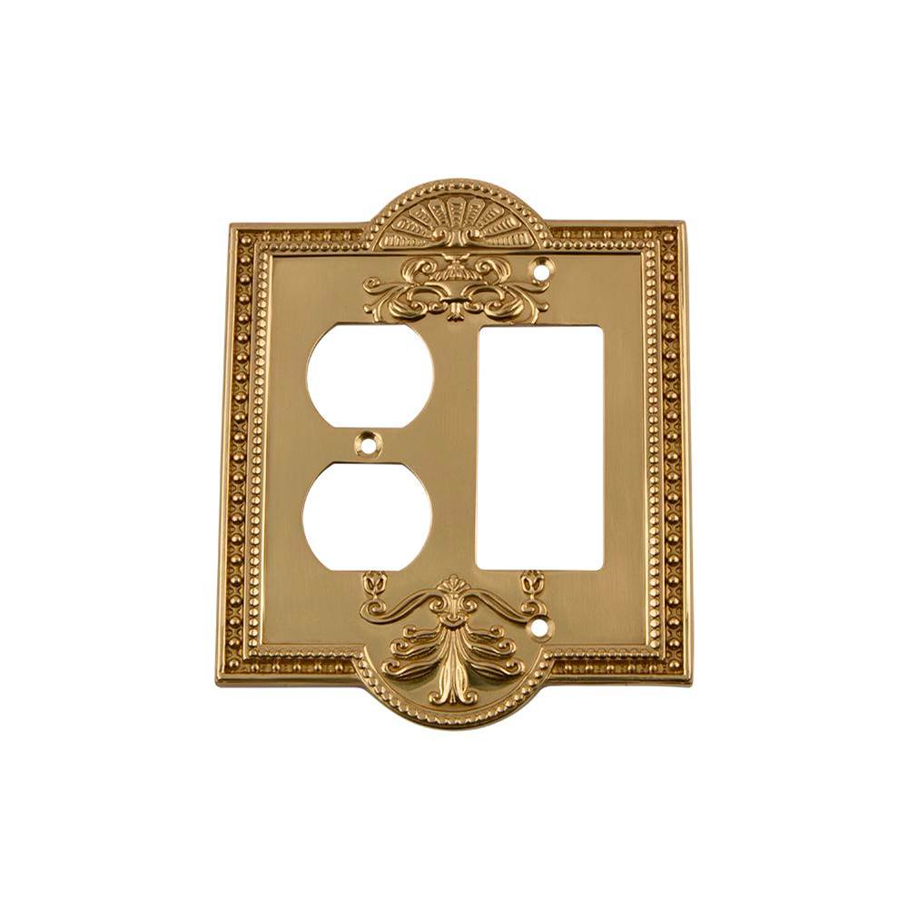 Nostalgic Warehouse Nostalgic Warehouse Meadows Switch Plate with Rocker and Outlet in Unlacquered Brass