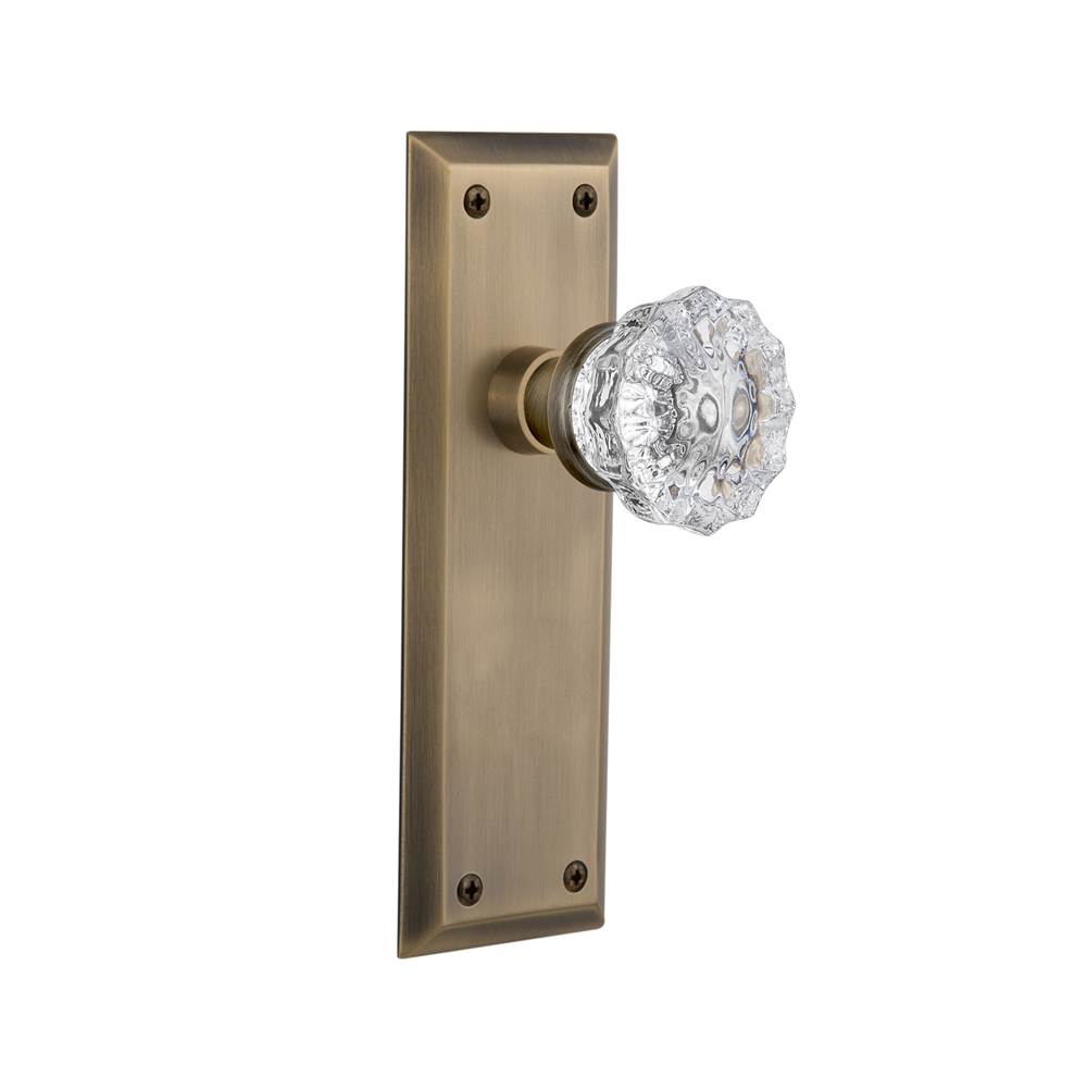Nostalgic Warehouse Nostalgic Warehouse New York Plate Double Dummy Crystal Glass Door Knob in Antique Brass