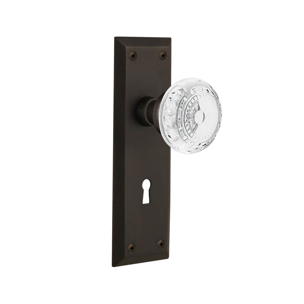 Nostalgic Warehouse Nostalgic Warehouse New York Plate Privacy with Keyhole Crystal Meadows Knob in Oil-Rubbed Bronze