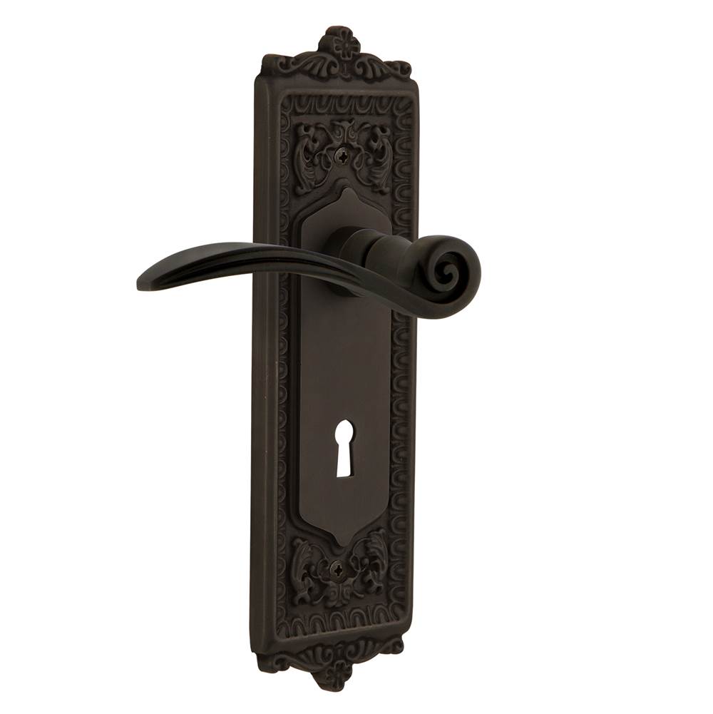 Nostalgic Warehouse Nostalgic Warehouse Egg & Dart Plate Privacy with Keyhole Swan Lever in Oil-Rubbed Bronze