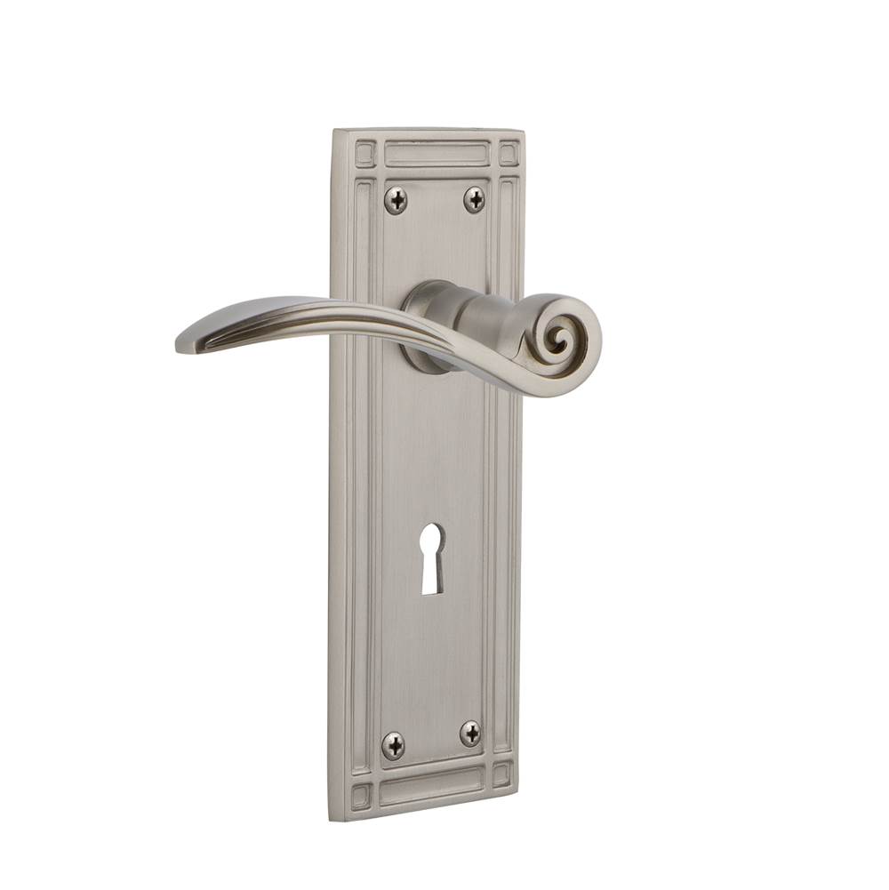 Nostalgic Warehouse Nostalgic Warehouse Mission Plate Privacy with Keyhole Swan Lever in Satin Nickel