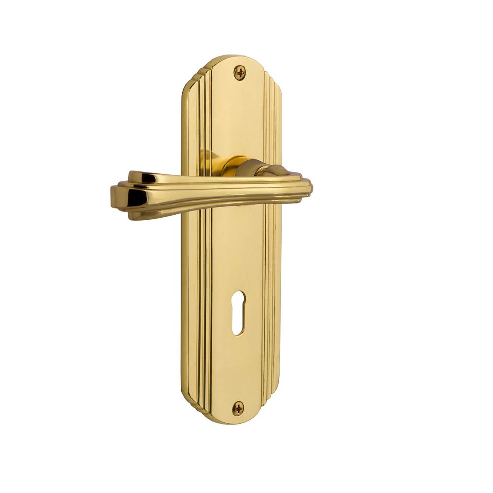 Nostalgic Warehouse Nostalgic Warehouse Deco Plate Privacy with Keyhole Fleur Lever in Unlacquered Brass