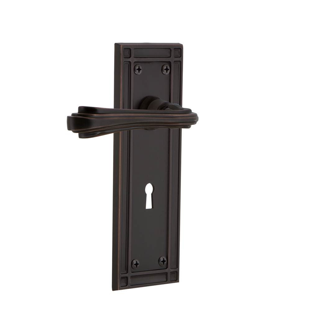 Nostalgic Warehouse Nostalgic Warehouse Mission Plate Privacy with Keyhole Fleur Lever in Timeless Bronze