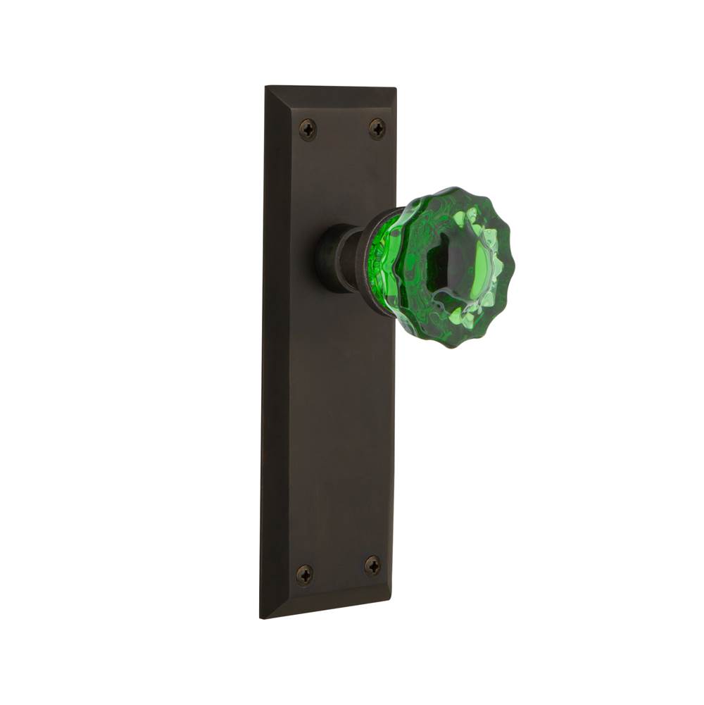 Nostalgic Warehouse Nostalgic Warehouse New York Plate Double Dummy Crystal Emerald Glass Door Knob in Oil-Rubbed Bronze