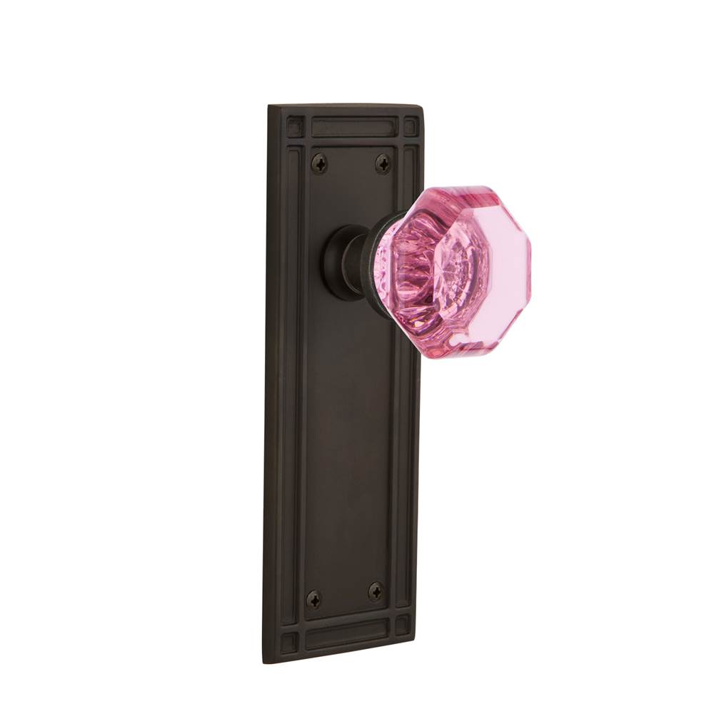 Nostalgic Warehouse Nostalgic Warehouse Mission Plate Privacy Waldorf Pink Door Knob in Oil-Rubbed Bronze