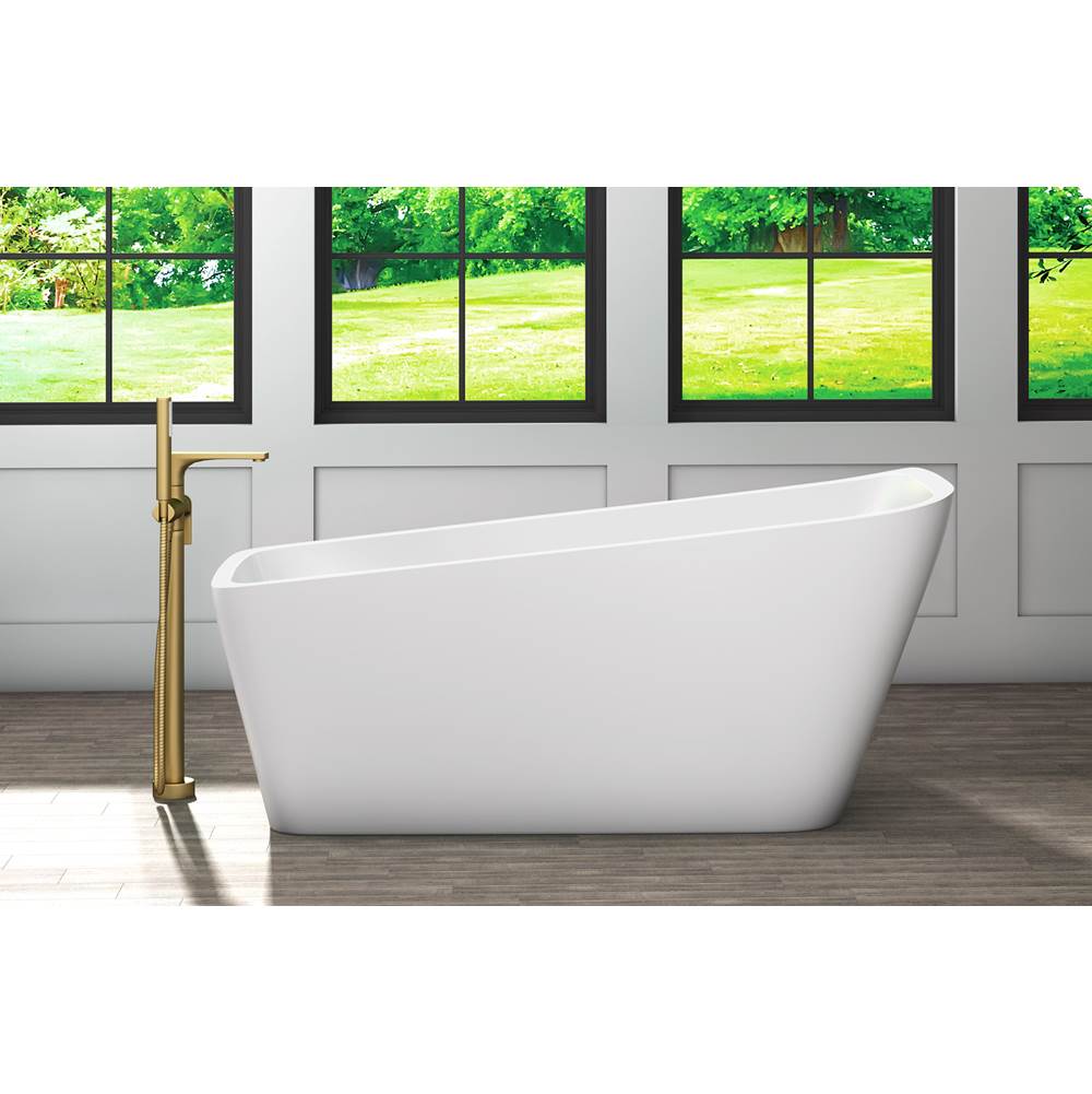 Oceania Baths Sikome Freestanding 63 x 31, AeroMassage Bathtub, Glossy White