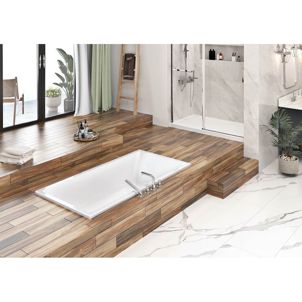 Oceania Baths Viele Deck Mount 72 x 32, Soaking Bathtub, Glossy White
