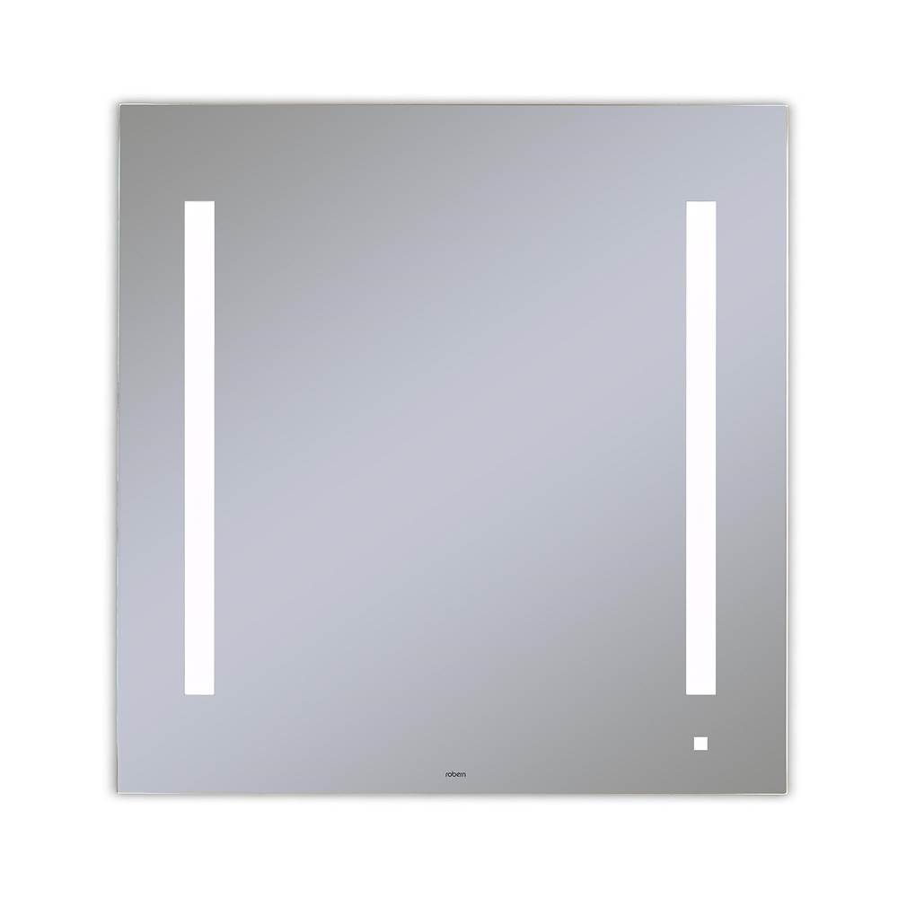 Robern AiO Lighted Mirror, 30'' x 30'' x 1-1/2'', LUM Lighting, 4000K Temperature (Cool Light), Dimmable, OM Audio, USB Charging Ports