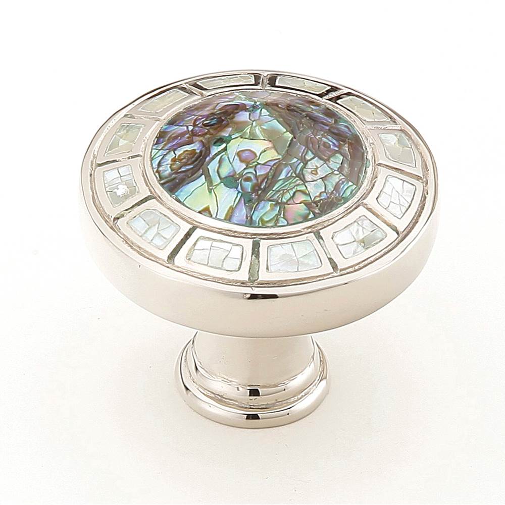 Schaub And Company Knob, Imperial Shell, White Mother of Pearl, Polished Nickel, 1-1/2'' dia