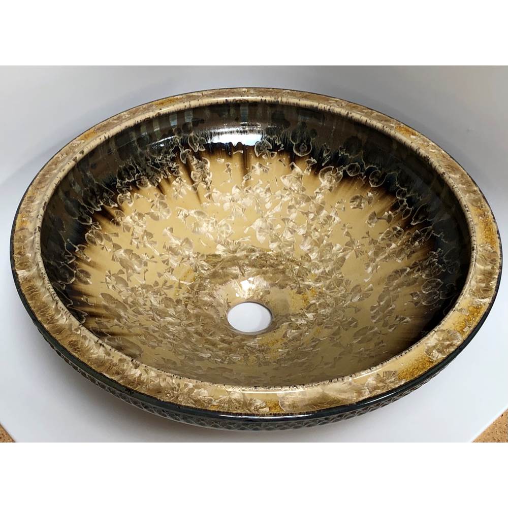 Wallick Designs Ceramic Vessel Sink with Crystalline Glaze16-3/8'' x 5-3/8''